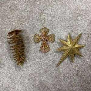 Trio of Gold Holiday Ornament Set